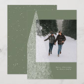 Moderne kerstboomsage groen één foto feestdagenkaart (Voorkant / Achterkant)