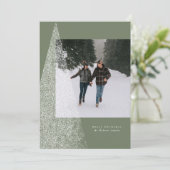 Moderne kerstboomsage groen één foto feestdagenkaart (Staand voorkant)