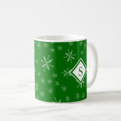 Moderne kerstboomschilfers Monogram Groen Koffiemok (Voorkant rechts)