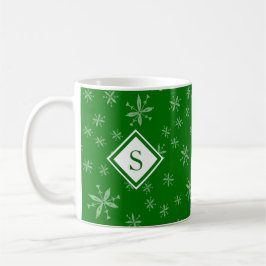 Moderne kerstboomschilfers Monogram Groen Koffiemok