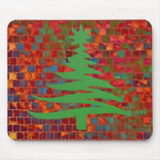 Moderne kerstboomstencil — groen afdrukken muismat (Voorkant)