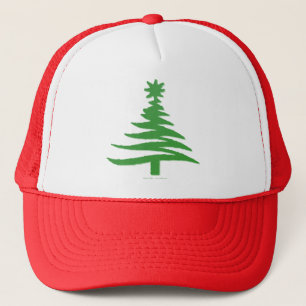 Moderne kerstboomstencil — groen afdrukken trucker pet