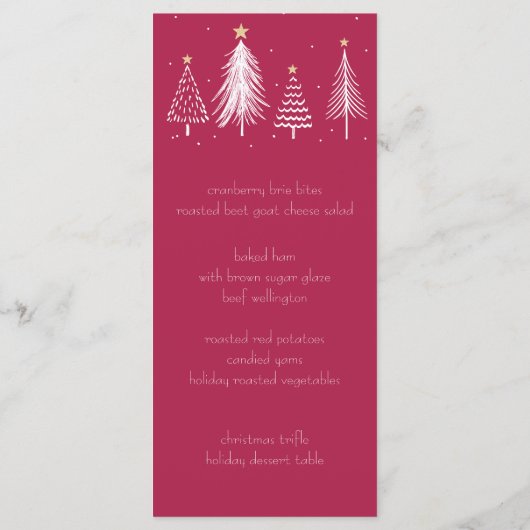 Moderne kerstboomsterren - Rood, wit, goud, Menu (Achterkant)