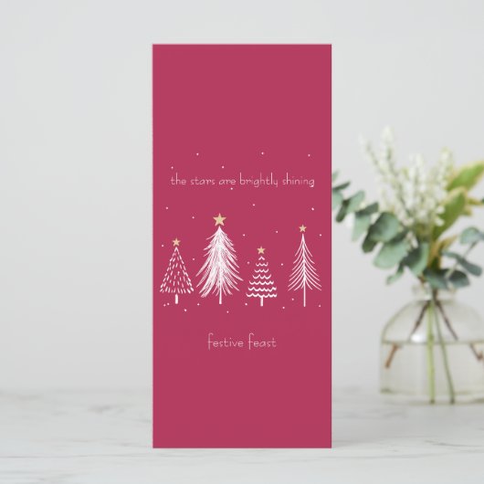 Moderne kerstboomsterren - Rood, wit, goud, Menu (Staand voorkant)