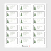 Moderne kerstboomstructuur Individuele naam en adr Sticker (Vel)
