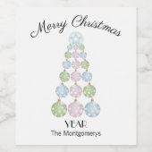 Moderne kerstboomstructuur voor parelsierplanten wijn etiket (Enkel label)