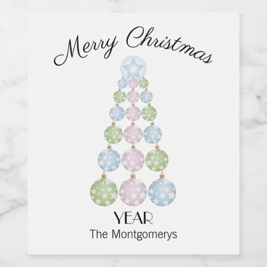 Moderne kerstboomstructuur voor parelsierplanten wijn etiket (Enkel label)