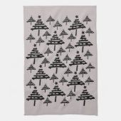 Moderne kerstboomstructuur voor zwart en beige ker theedoek (Verticaal)