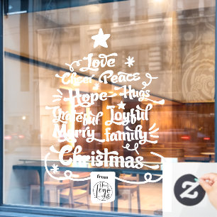Moderne kerstboomtypografie-logo gezegden raamsticker