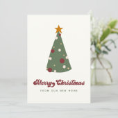 Moderne kerstboomvakantie verhuisd aankondiging (Staand voorkant)