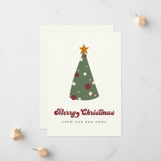 Moderne kerstboomvakantie verhuisd aankondiging (Voorkant / Achterkant in situ)