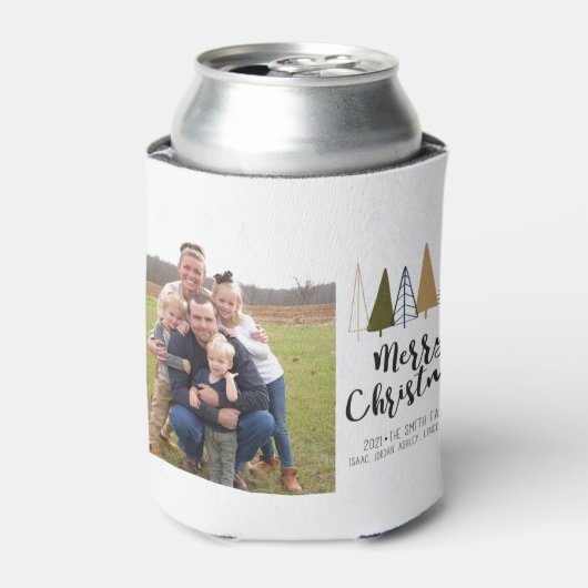 Moderne kerstboomvakantiekaart blikjeskoeler (Blikje Voorkant)