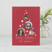 Moderne kerstboomverkouveling | 4 Aangepaste foto' Feestdagenkaart (Staand voorkant)