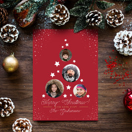 Moderne kerstboomverkouveling | 4 Aangepaste foto' Feestdagenkaart
