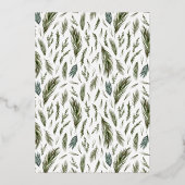 Moderne kerstbosgroene goudfoto met Merry Folie Feestdagenkaart (Achterkant)