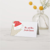 Moderne kerstbruiloft met Red Santa Hat Plaatskaartje (Achterkant)
