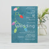 Moderne kerstbruiloft met vakantielichten aankondiging (Staand voorkant)