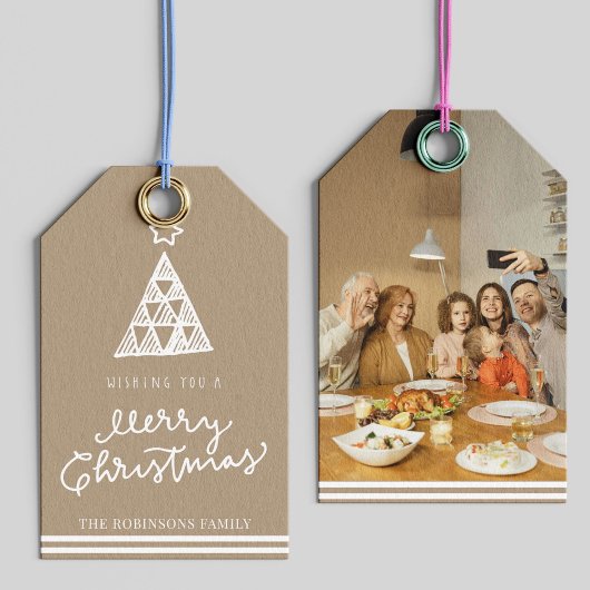 Moderne Kerstcadeau-label met eigen foto Cadeaulabel