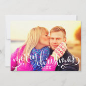 Moderne kerstcadeaubedekking met whitescript feestdagenkaart (Voorkant)