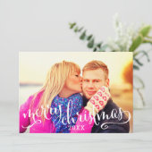 Moderne kerstcadeaubedekking met whitescript feestdagenkaart (Staand voorkant)