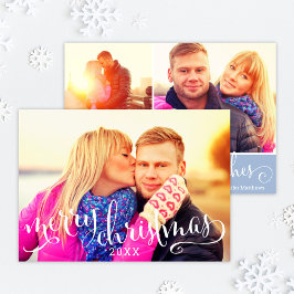 Moderne kerstcadeaubedekking met whitescript feestdagenkaart