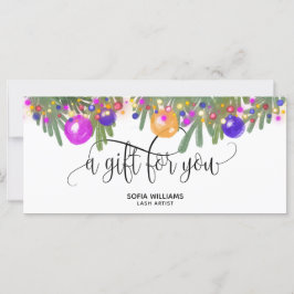 Moderne kerstcadeaubon met glitter