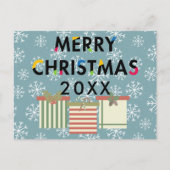 Moderne kerstcadeaudozen Briefkaart sneeuwvlokken (Voorkant)