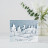 Moderne kerstcadeaupapier snijden in bedrijfskledi briefkaart (Staand voorkant)