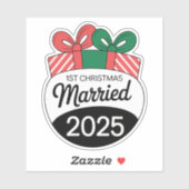 Moderne kerstcadeaus | 1e Kerstmis Getrouwd Sticker (Vel)