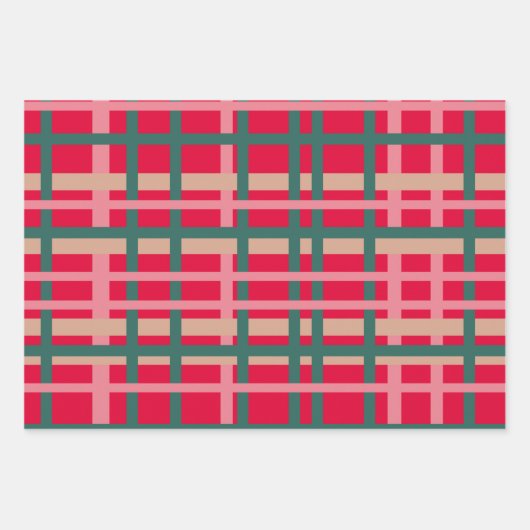 Moderne kerstcadeautjes met heldere rode groene li inpakpapier vel (Voorkant 2)