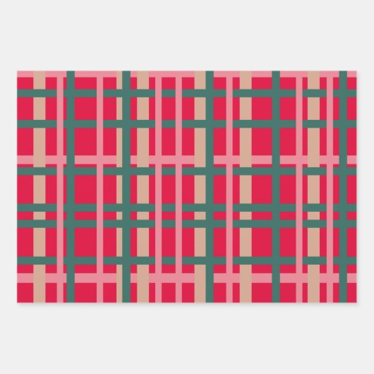 Moderne kerstcadeautjes met heldere rode groene li inpakpapier vel (Voorkant)