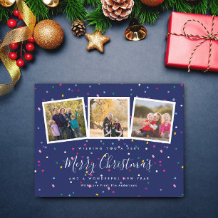 Moderne kerstcadefamilie foto's collage feestdagenkaart