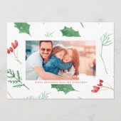 Moderne kerstchemicaliën in sneeuwfoto feestdagenkaart (Voorkant)