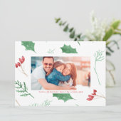 Moderne kerstchemicaliën in sneeuwfoto feestdagenkaart (Staand voorkant)