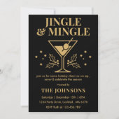 Moderne Kerstcocktailparty met Jingle & Mingle Kaart (Voorkant)