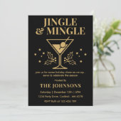 Moderne Kerstcocktailparty met Jingle & Mingle Kaart (Staand voorkant)