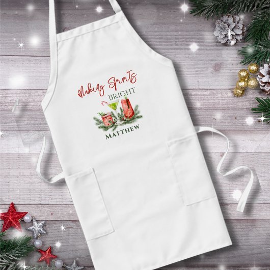 Moderne Kerstcocktails Aangepaste Winter Bartender Lang Schort