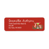 Moderne kerstcocktails rood retouradres etiket (Voorkant)