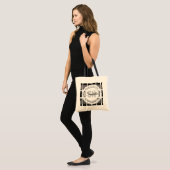 Moderne Kerstcottage Monogram Geruite Bibliotheek Tote Bag (Voorkant (model))