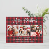 Moderne kerstdag met kalligrafie 3 Foto geplaatst Feestdagenkaart (Staand voorkant)