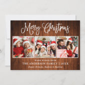 Moderne kerstdag met kalligrafie 3 Fotohout Feestdagenkaart (Voorkant)