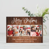 Moderne kerstdag met kalligrafie 3 Fotohout Feestdagenkaart (Staand voorkant)