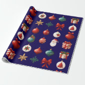 Moderne kerstdecoraties cadeaupapier (Uitgerold)