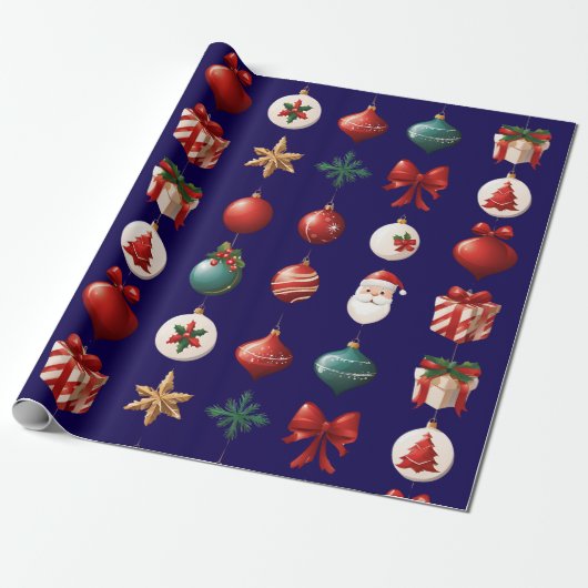 Moderne kerstdecoraties cadeaupapier (Uitgerold)