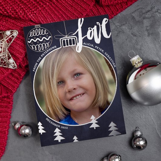 Moderne kerstdecoraties foto marinegoud folie feestdagenkaart