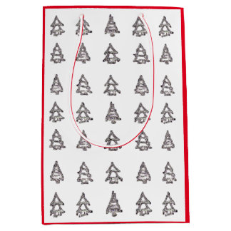 Moderne kerstdennenboom geschenkzak medium cadeauzakje