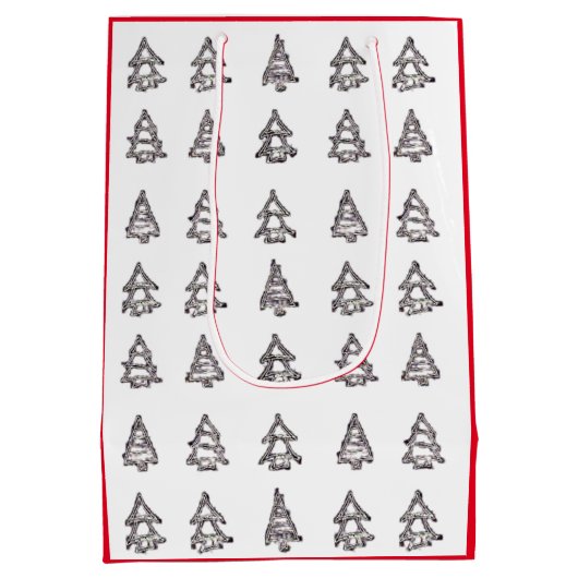 Moderne kerstdennenboom geschenkzak medium cadeauzakje (Achterkant)