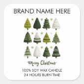 Moderne Kerstdennenboom Kaarslabels Vierkante Sticker (Voorkant)
