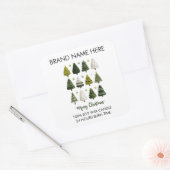 Moderne Kerstdennenboom Kaarslabels Vierkante Sticker (Envelop)