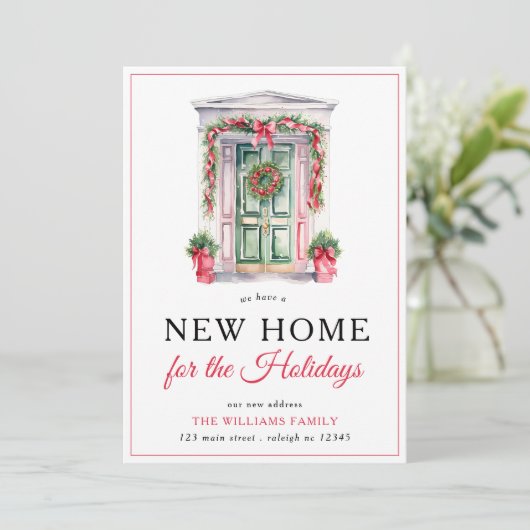 Moderne Kerstdeur Nieuwe Home Vakantie Verhuizen Aankondiging (Staand voorkant)